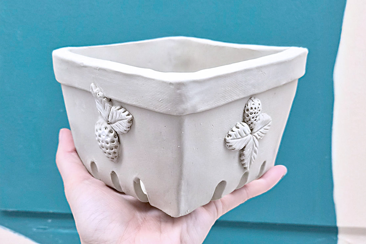 Strawberry Basket & Dish with Sprig Moulds Pottery Workshop