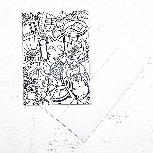 Chu Chu Mural Colouring Greeting Cards | Set of 3