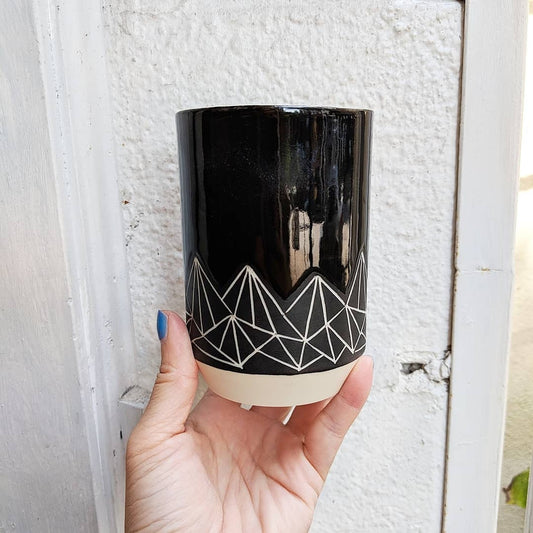 Geometric Mountain Tumbler - Black