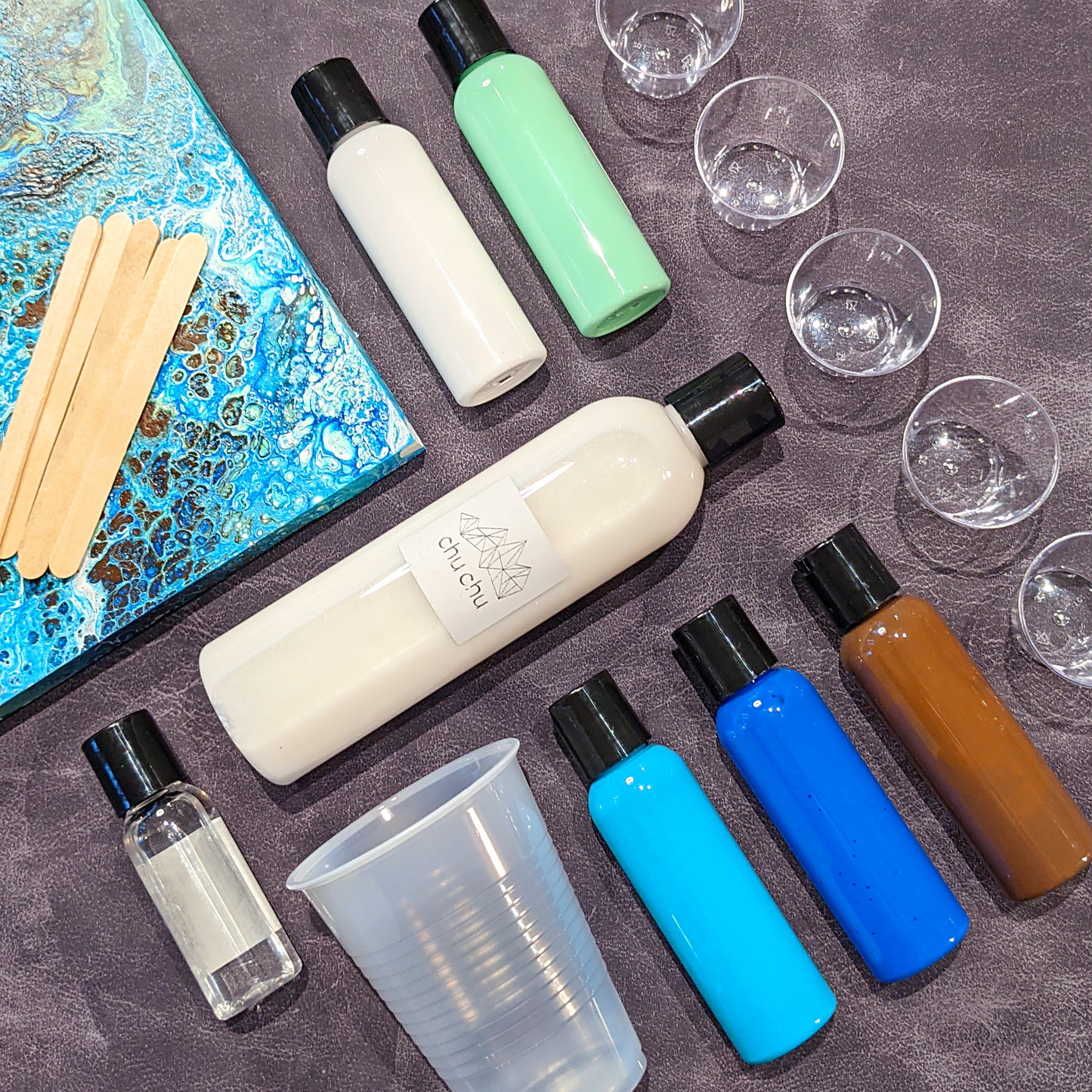 Fluid Pour Painting DIY Art Kit - Pacific Ocean