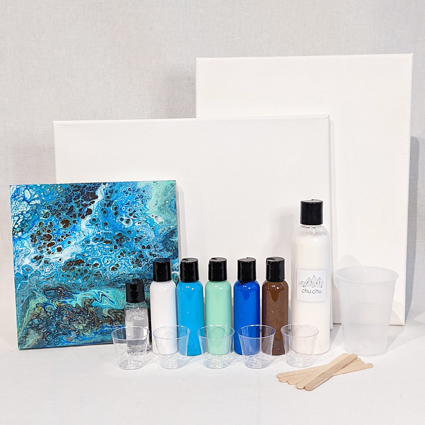 Fluid Pour Painting DIY Art Kit - Pacific Ocean