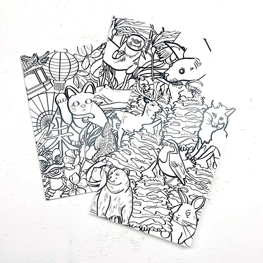 Chu Chu Mural Colouring Greeting Cards | Set of 3